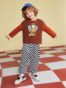 GARFIELD | SHEIN 男孩（小童）卡通印花長袖t卹 - 棕色 - 查看 4