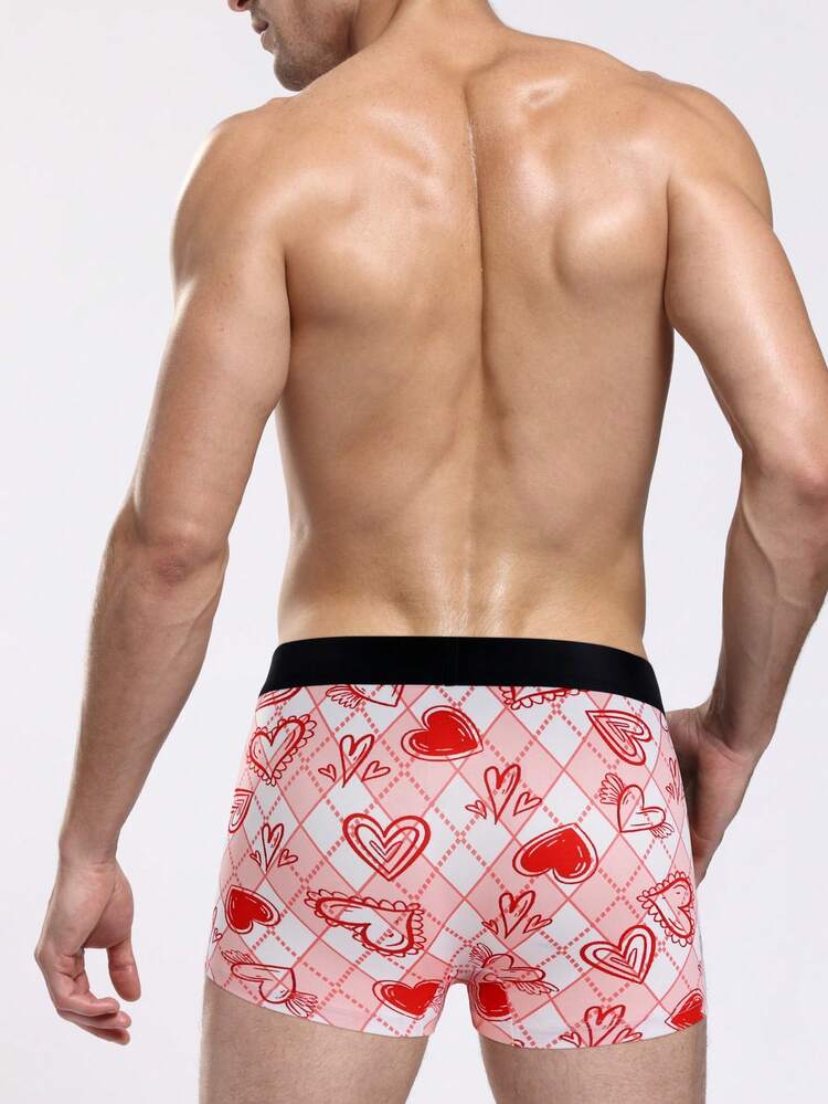 Men's Cartoon Print Color Block Waist Boxer Shorts
