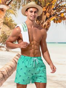 Manfinity Swimmode Shorts de natación de cintura con cordón - verde menta - Ver 5