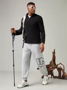 SHEIN In My Nature Men's Outdoor Sweatpants Hiking Clothes - Grey - View 4