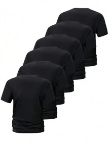 Manfinity Dauomo 6 Piezas De Camisetas De Hombre De Manga Corta De Color Sólido