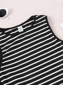 SHEIN Leap Crew 青少女編織單色條紋細肩帶裙子3入套裝 - 彩色 - 查看 4
