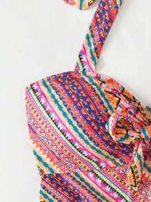 Swim Lushoire Summer Women's Geometric Pattern Swim Dress, Random Print Carnival - Multicolor - View 4