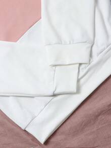 Women Colorblock Hoodie Pullover And Solid Color Pants Sports Suit Spring - Multicolor - View 4