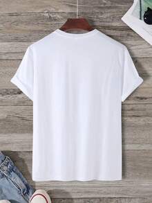 Manfinity Homme 男式太空人字母印花 T 卹