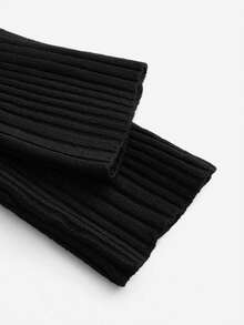 BizChic 女款純色立領腰袖毛衣連身裙 - 黑色 - 查看 9