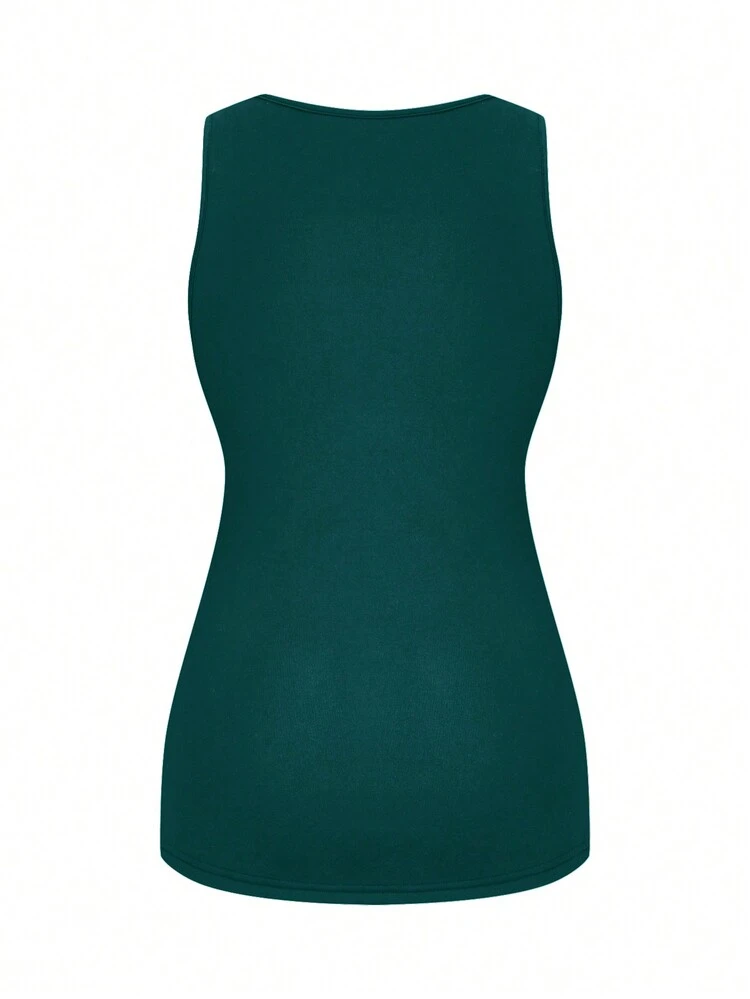 Plus Size Solid Color Fleece Tank Top For Summer