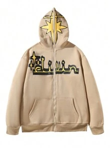 Manfinity Roghcode Men'S Plus Size Zipper-Up Hoodie - Apricot - View 1