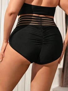 SHEIN Swim Curve Plus Size Swim Bottoms With Waist Cut-Out Design - Black - View 1