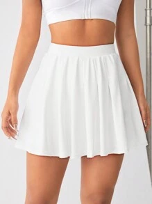 SHEIN Sports Ladies' Soft And Comfy Sport Skort With Pocket Tennis Skirt - White - View 5