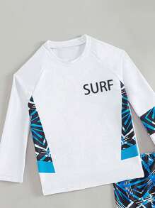 Young Boys' Print Rashguard Set With Separated Swim Shorts - Multicolor - View 3