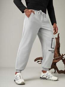 SHEIN In My Nature Men's Outdoor Sweatpants Hiking Clothes - Grey - View 5