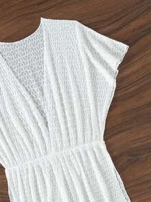 SHEIN Swim 女士側分裂遮陽衫裙 - 白色 - 查看 4