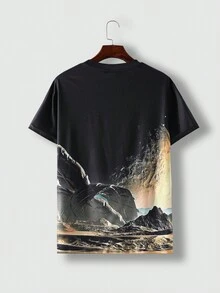 Men's Mountain Printed T-shirt - Black - View 2