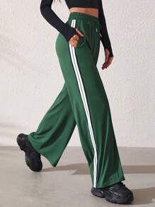 Lifespree Women's Drawstring Sports Pants With Side Woven Tapes - Green - View 6