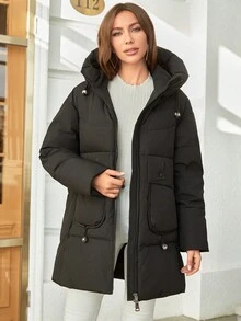GASMAN Women's Long Sleeve Hooded Drawstring Jacket - Black - View 6