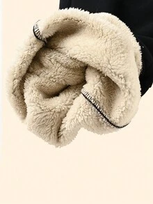 Men's Plus Size Warm Lined Casual Pants With Drawstring Elastic Waist, Winter - Black - View 3