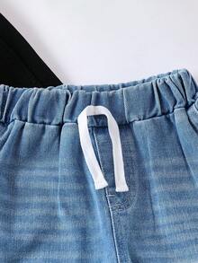 男童抽绳腰牛仔短裤 - 藍色 - 查看 5