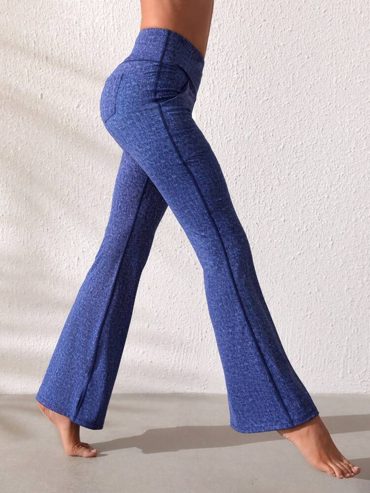 Denim Effect Flare Leg Sports Pants