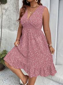 Breezaya Plus Size V-Neck Sleeveless Summer Boho Dress Women Outfit - Multicolor - View 3