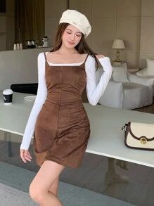 DAZY Women's Pleated Cami Dress - Brown - View 2