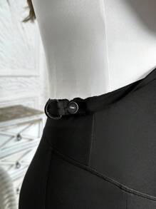 SHEIN Maternity Knitted Long High Waist Leggings - Black - View 4