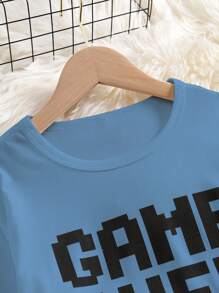 2pcs/Set Boys' Comfortable Casual Video Game Print Long Sleeve Top And Pants Pajama Set