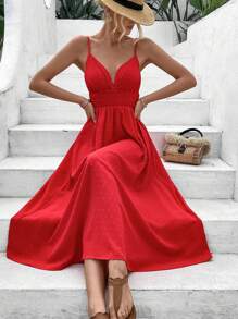 Breezaya 無背收身綁紮吊帶洋裝 - 紅色 - 查看 4