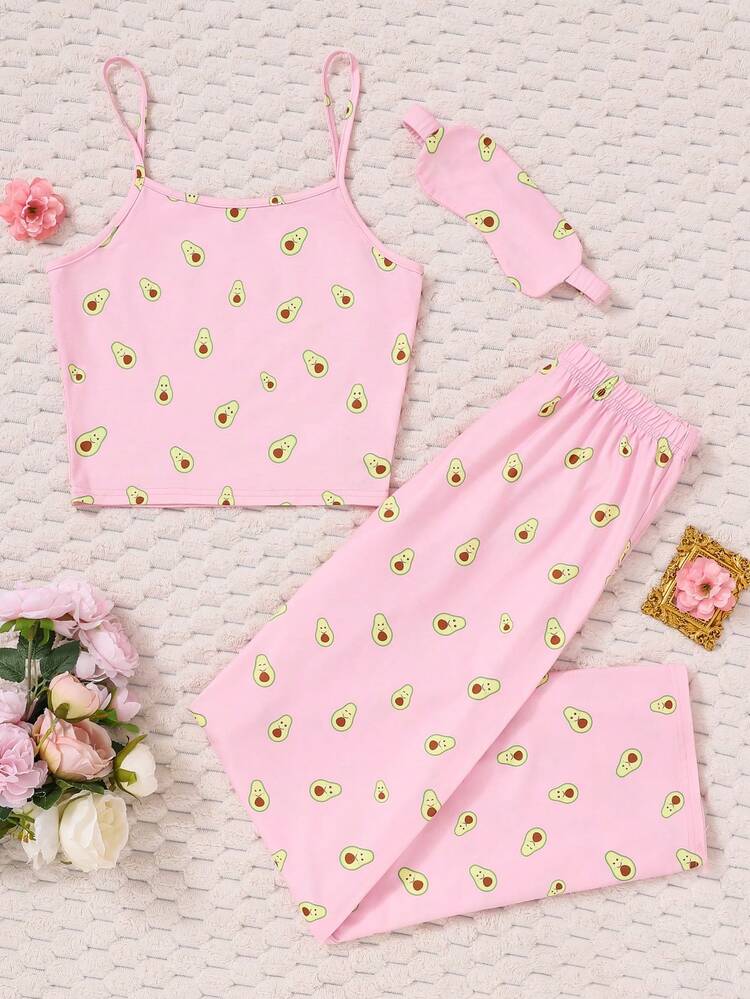 Teenage Girls' Lovely Avocado Printed Sleepwear Set (Pajamas)