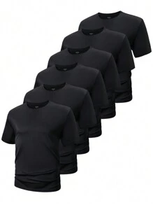 Manfinity Dauomo 6 Piezas De Camisetas De Hombre De Manga Corta De Color Sólido