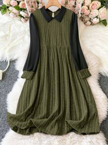 SHEIN Clasi 大尺碼拼色2合1禮服 - 彩色 - 查看 1