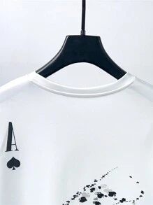 Nam Lá thư In Áo chui đầu Áo nỉ - Đen và trắng - Xem 6