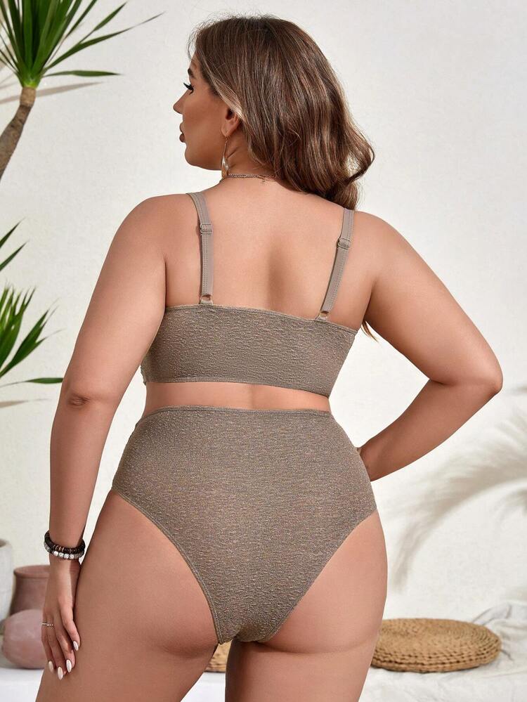 Plus Size Women's Crossed Hem Bikini Set Wedding Summer Beach