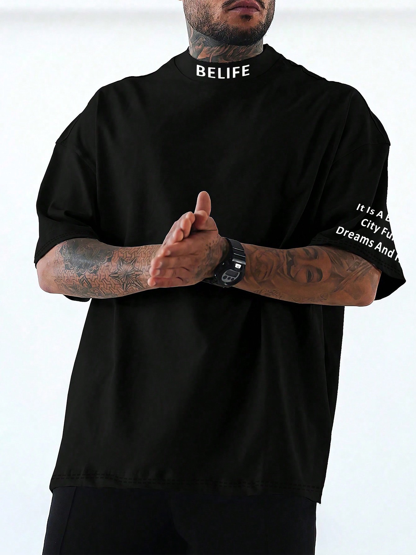 OTTIMOZO تي شيرت تيشرت قصير الأكمام كاجوال بياقة ع...