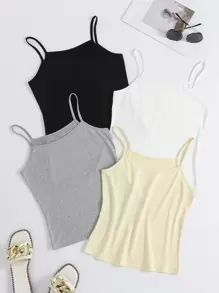 SHEIN LUNE Blusa De Tirantes De Color Sólido Para Mujer - Multicolor - Ver 1