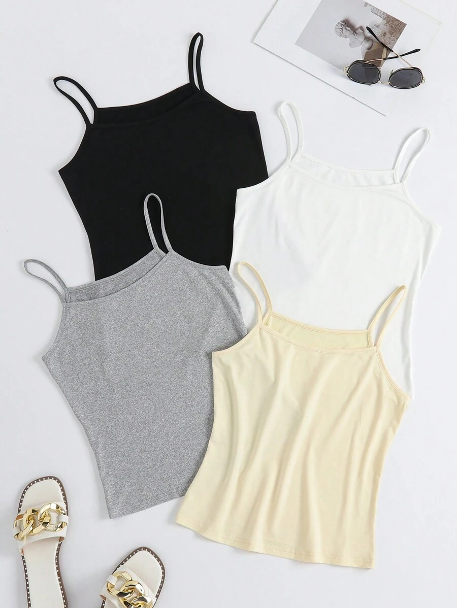 SHEIN LUNE Blusa De Tirantes De Color Sólido Para Mujer - Multicolor - Ver 1