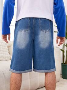 Teen Boys' Vintage Streetwear Cool Washed Ripped Distressed Loose Fit Denim Shorts For Casual