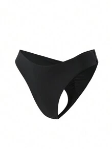 Swim Basics Pantaloni de bikini de damă, de culoare uni, cu pliuri
