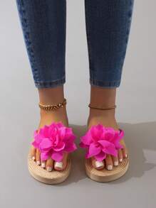 Modische Und Süße Blumen Verzierte Slip-on Strand Urlaub Frauen Pantoffeln