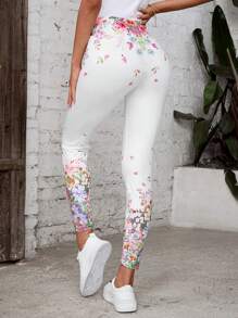 SHEIN LUNE Flower Print Leggings For Women - Multicolor - View 2