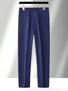 Manfinity Mode 男裝大尺寸純色西裝褲,側邊口袋