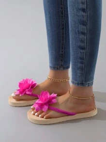 Modische Und Süße Blumen Verzierte Slip-on Strand Urlaub Frauen Pantoffeln
