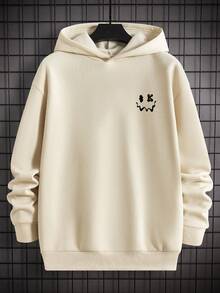 Manfinity RebelGame Áo nỉ nam dệt kim có in khẩu hiệu - Màu Khaki - Xem 3