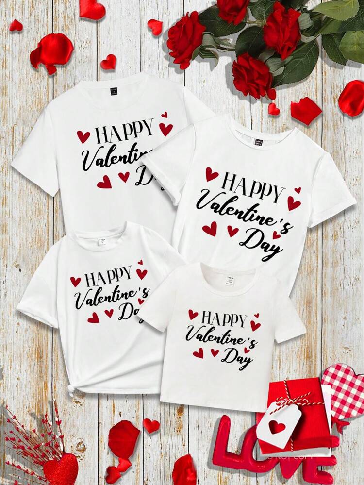 Men Valentine's Day Printed Knitted Short Sleeve T-Shirt
