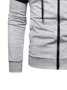 Manfinity Homme Men Letter Graphic Colorblock Hoodie & Sweatpants - Light Grey - View 4