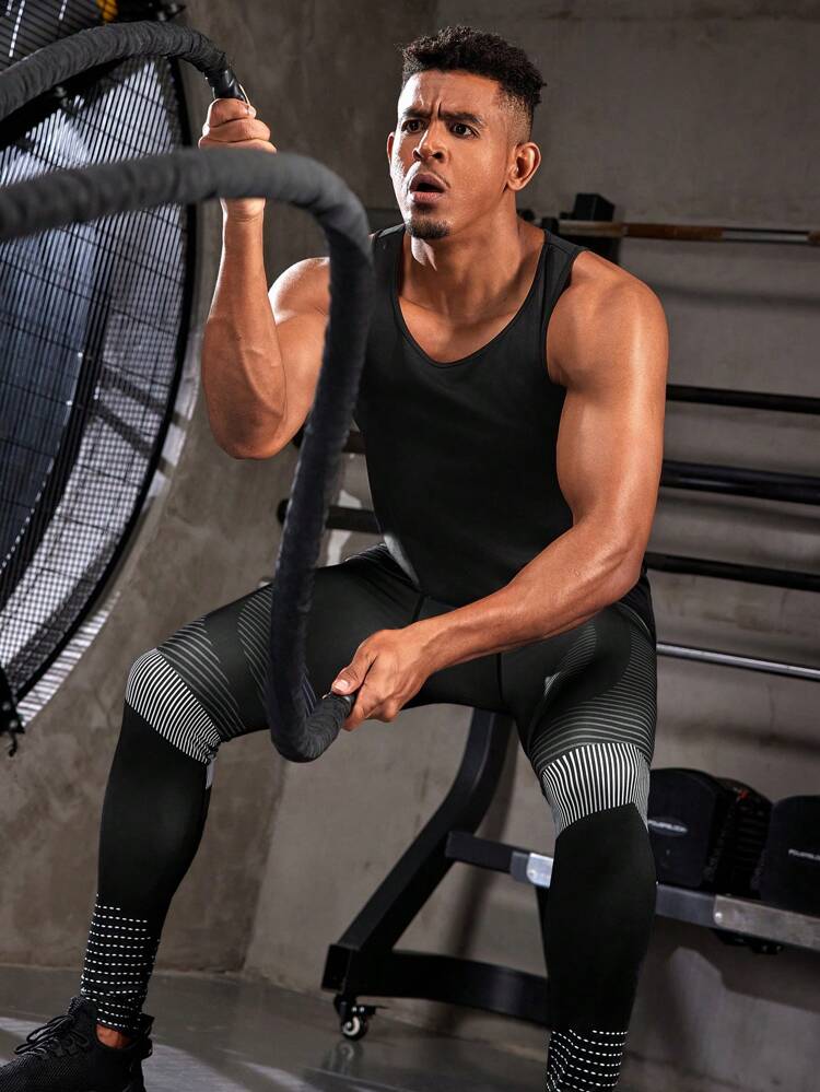 Boyfriend Style Men's Summer Solid Color Sports Tank Top, Workout Top Compression Shirt Men