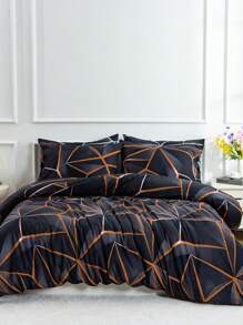 3入組全尺寸幾何圖案大理石床上用品套裝,舒適的床上用品,專為男孩,女孩,孩子的現代抽象羽絨被套裝,床單套裝,時尚少年房裝飾3件床上用品系列 - 彩色 - 查看 1