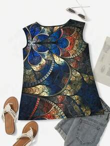 New Fashionable Vintage Versatile Regular Women Tank Top, Spring/Summer - Multicolor - View 2