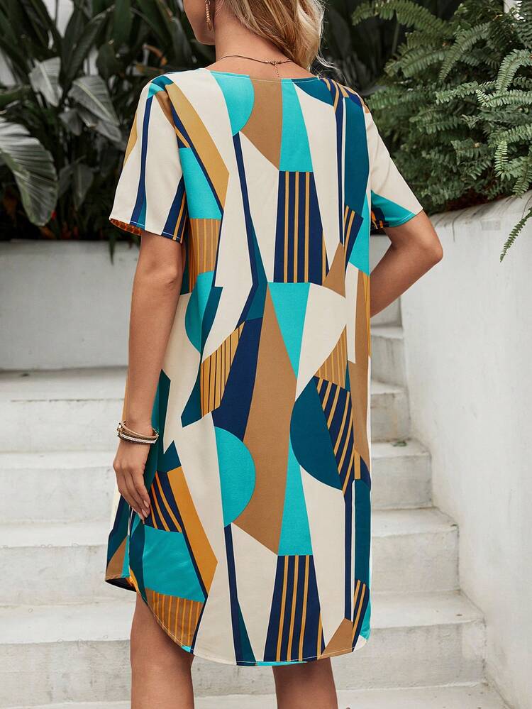 Maternity Random Printed Front Button-Up Dress