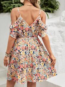 SHEIN 孕妇花卉印花露肩连衣裙 - 彩色 - 查看 2